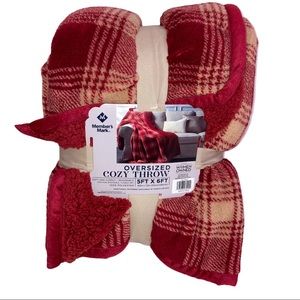 Member's Mark Oversize Cozy Fleece Throw Blanket 5ft x 6ft Gritz Plaid